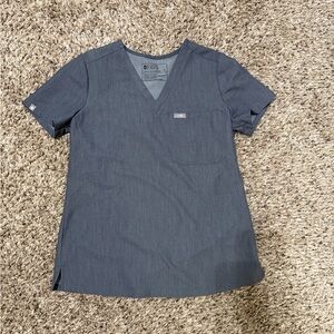Figs Charcoal V-Neck Medical Scrub Top